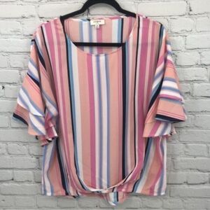 Umgee Striped Bell sleeve Top Size Small